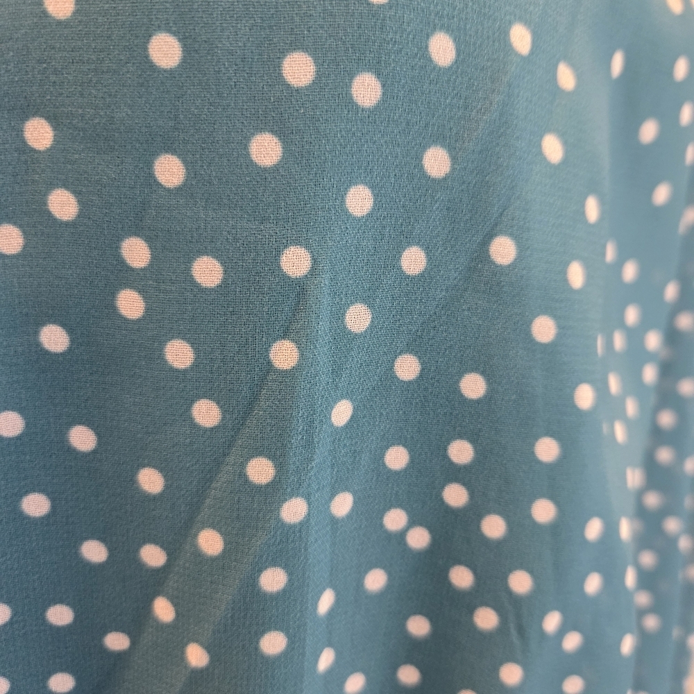 Pinup Fashion Teal Polka Dot Sleeveless Midi Dress Size 22 Ruffle - Picture 10 of 15